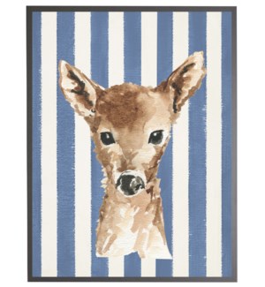 Watercolor baby Deer on Navy stripes
